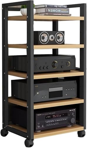 Druckertisch Mit Rollen Druckerregal HiFi-Rack 5-stufige Audio/Video-Medienständer HiFi-Audioschrank Leicht Zu Bewegen Tv Stand Cabinet Plattenspieler Schrank Verstärker-Rack(Style 3,50x40x100cm) von Yoeoefuo