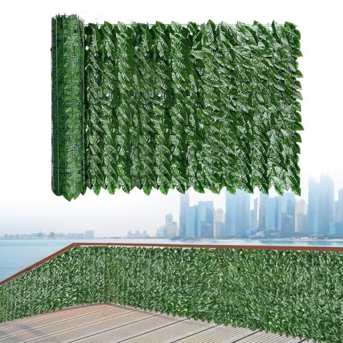Grüner Zaun Balkon Sichtschutz Künstliche Efeu Hecke Garten Privacy Screen 1x5m 1x10m Outdoor Wetterfest Blattdekoration Brise Außenansicht Gartensichtschutz Gartenhecken Dekoration(Size:1x1m) von Yoeoefuo