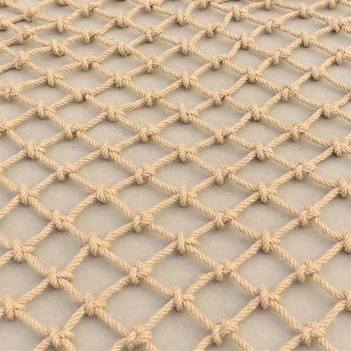 Sicherheitsnetz Hanfseilnetz Indoor Und Outdoor Kletternetz 1x1m - 6x10m Mehrere Größen Treppen Schutznetz Frachtnetz Dekoratives Seilnetz Rausfallschutz Hochbett Schutznetto Katzennetz(2x2m) von Yoeoefuo