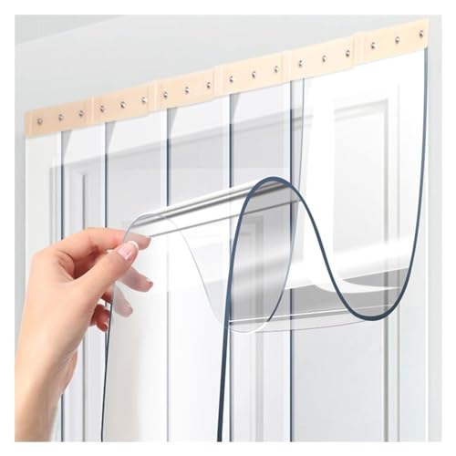 Streifenvorhang Türvorhang Transparent PVC Streifenvorhänge Balkontür Vorhang Länge 180cm - 300cm Dicke 1,3mm - 3,3mm Winddicht Wasserdicht PVC-Streifen Stallvorhang(Color:Dicke 2.1mm,Size:2pcs 15x200 von Yoeoefuo