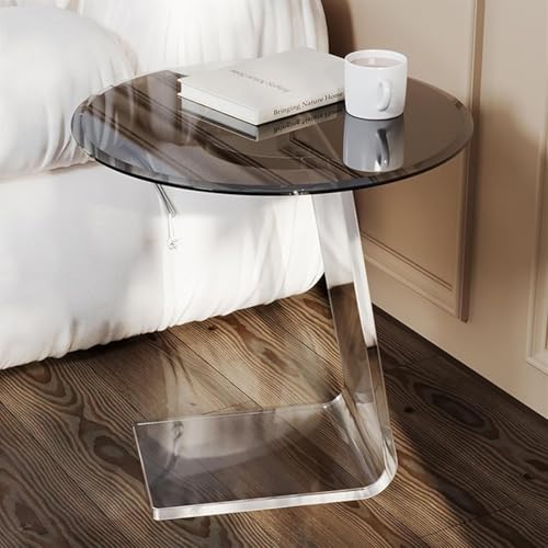 Yoeoefuo Couchtisch Rund Beistelltisch Wohnzimmertisch Acryl + Glas Modern Kaffeetisch Side Table Multifunktionaler Seitentisch Nachttisch Pflegeleichter Sidetable Sofa Table Tisch Für Kleine Räume von Yoeoefuo
