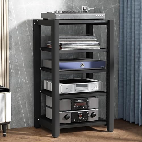 Yoeoefuo HiFi-Rack Druckerregal Plattenregal 4/5-stufige Audio-Rack-Tower HiFi-Möbelsystem Phonoschrank Mit Verstellbarem Einlegeboden Wohnzimmer-Rack HiFi-Station Lagerregal(Style 3,100x50x60cm) von Yoeoefuo