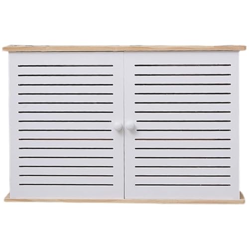 Yoeoefuo Regal Wand Shelf Router Schrank Routers Box Modisch WiFi Router Aufbewahrungsbox 2 Lagiges Aufbewahrungsregal Verstecken Kabelbox Steckdosen Regale Wanddekoration Raumdekoration von Yoeoefuo