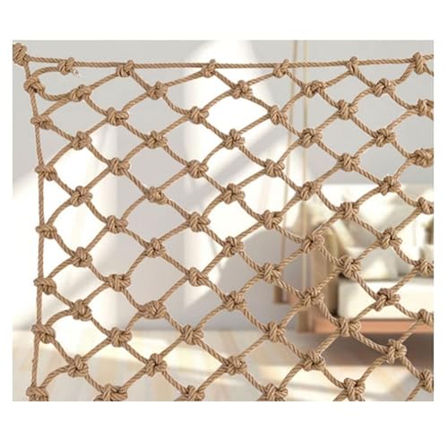 Yoeoefuo Schutznetz Sicherheitsnetz Treppe Balkon Fallschutznetz 1x1m - 6x10m Mehrere Größen Hanfseilnetz Wetterfest Gartennetz Sportnetz Dekoratives Sprossenwand Jute Netz Hochbett Safety Net(4x5m) von Yoeoefuo