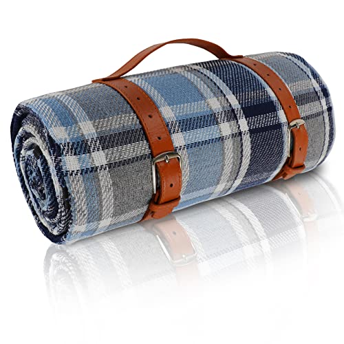 Howeet Picknickdecken 200 x 200cm Extra große Picknickdecke Outdoor-Handy-Matte wasserdichte Decke Familie Outdoor-Reisematte tragbare Rasendecke Sandfeste Strandmatte(Grün-blau kariert) von Yoeyang