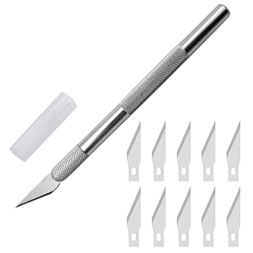 Yoezuo Skalpell Set Precision Carving Craft Messer Set mit 10 Stück Ersatzklingen DIY Schnitzmesser Bastelmesser skalpell Cutter klingen Cuttermesser Profi Hobbymesser Schnitzmesser Caving von Yoezuo