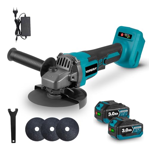 Yofidra 125mm Akku Winkelschleifer - 3 Gang Bürstenloser Winkelschleifer Set mit 2 3.0Ah Akku, 3 Trennscheiben, 21V Winkelschleifer 5600rpm für Metall, Fliesen und Stein Schneiden & Schleifen Yofidra 125mm Akku Winkelschleifer - 3 Gang Bürstenloser Winkelschleifer Set mit 2 3.0Ah Akku, 3 Trennscheiben, 21V Winkelschleifer 5600rpm für Metall, Fliesen und Stein Schneiden & Schleifen von Yofidra