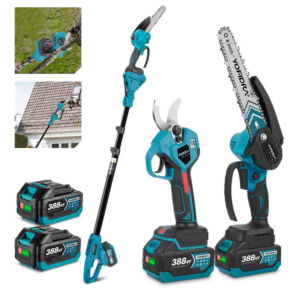 Yofidra Akku-Hochentaster Akku Astschere mit Teleskopstiel 8 Zoll Kettensäge, 30mm Astschere Astsäge mit 2x Akku 4 in 1 Gartenwerkzeug Yofidra Akku-Hochentaster Akku Astschere mit Teleskopstiel 8 Zoll Kettensäge, 30mm Astschere Astsäge mit 2x Akku 4 in 1 Gartenwerkzeug von Yofidra