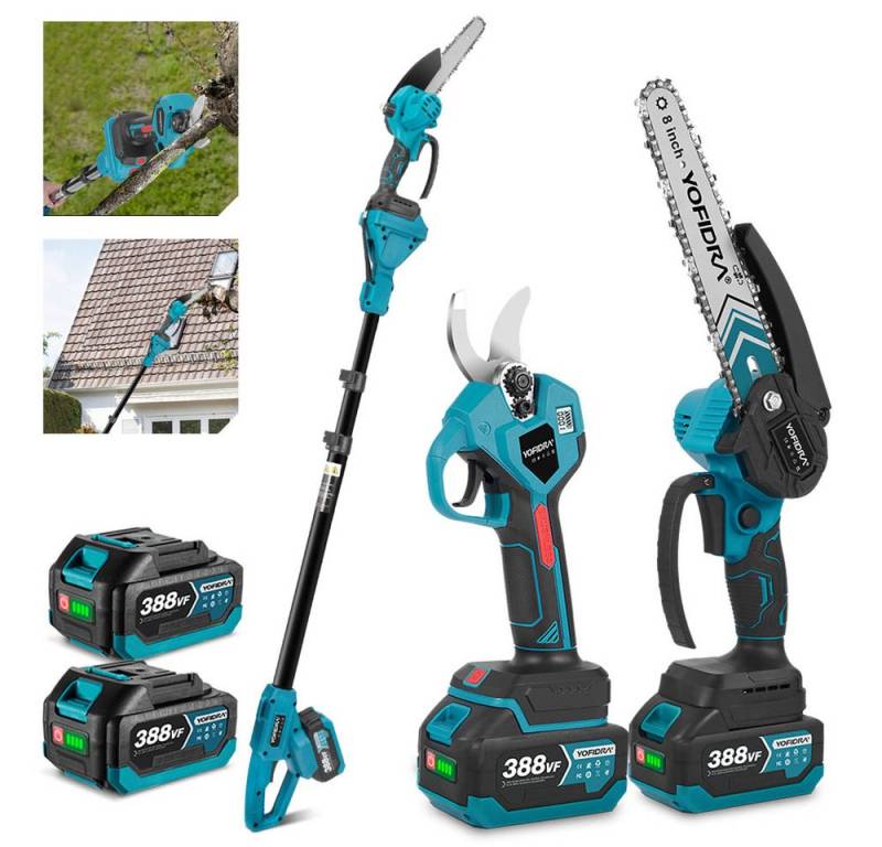 Yofidra Akku-Hochentaster Akku Astschere mit Teleskopstiel 8 Zoll Kettensäge, 30mm Astschere Astsäge mit 2x Akku 4 in 1 Gartenwerkzeug Yofidra Akku-Hochentaster Akku Astschere mit Teleskopstiel 8 Zoll Kettensäge, 30mm Astschere Astsäge mit 2x Akku 4 in 1 Gartenwerkzeug von Yofidra