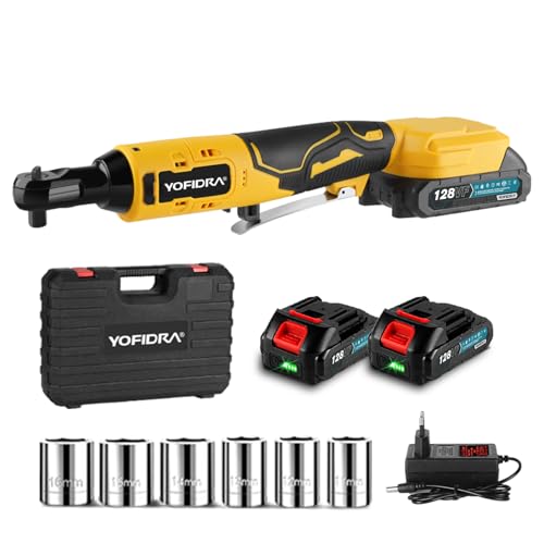 Yofidra Elektrische Ratschenschlüssel Set, 50 N.m Kabelloser Ratschenschlüssel, 3/8" 18V, Stufenlose Geschwindigkeit Akku Ratsche für Haus und Auto mit 2 2,0Ah Akkus, LED-Licht, 6 Stecknüsse(11-16mm) Yofidra Elektrische Ratschenschlüssel Set, 50 N.m Kabelloser Ratschenschlüssel, 3/8" 18V, Stufenlose Geschwindigkeit Akku Ratsche für Haus und Auto mit 2 2,0Ah Akkus, LED-Licht, 6 Stecknüsse(11-16mm) von Yofidra