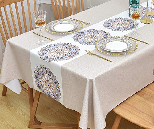 Yofori Vinyl Tischdecke, Plastik Abwischbare Tischdecke PVC Wasserabweisend Tischdecken für Küche Garten Outdoor (Blumen-1, 137x250cm) von Yofori