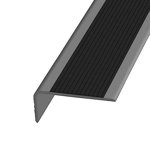 PVC Kantenschutzprofil, Anti-Rutsch Treppenkante Treppenkantenprofil Winkelprofil Eckschutzprofil Stufenkantenprofil Integral, Einfache Montage, Breite 3,5 X 7 Cm/1,37 X 2,75 Zoll ( Color : Gray-Black von Yofsza
