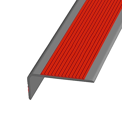PVC Kantenschutzprofil, Anti-Rutsch Treppenkante Treppenkantenprofil Winkelprofil Eckschutzprofil Stufenkantenprofil Integral, Einfache Montage, Breite 3,5 X 7 Cm/1,37 X 2,75 Zoll ( Color : Gray-Red , von Yofsza