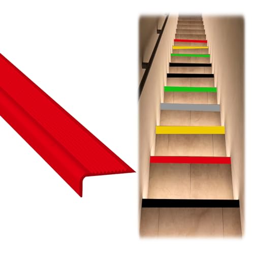 PVC Treppenkantenprofil, Vinyl Anti-Rutsch Treppenkante Stufenkantenverkleidung, Rutschfeste elbstklebende Sicherheits Treppenkante, L-förmiges Treppen-Kantenprofil selbstklebend for den Außen ( Color von Yofsza