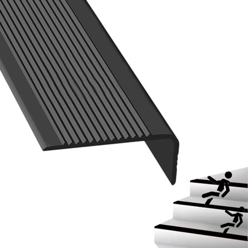 PVC Treppenkantenprofil Winkelprofil Kantenschutz Eckenschutz selbstklebend Kantenschutzprofil Anti Rutsch Treppe Treppenkanten-Schutzprofil , Bodenleisten für Treppen Breite 3 x 7 cm(Color:Nero,Size: von Yofsza