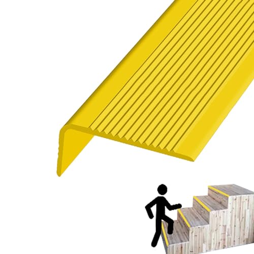 PVC Treppenkantenprofil Winkelprofil Kunststoff Antirutsch-Profil selbstklebend Kantenschutzprofil Anti Rutsch Treppe Treppenkanten-Schutzprofil , Breite 3 x 7 cm/1,18 x 2,75 Zoll(Color:Giallo,Size:80 von Yofsza