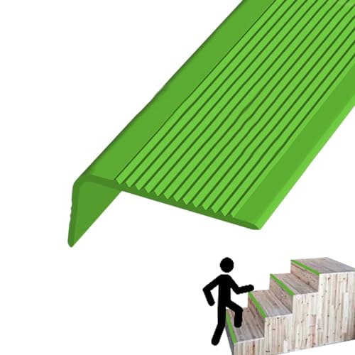 PVC Treppenkantenprofil Winkelprofil Kunststoff Antirutsch-Profil selbstklebend Kantenschutzprofil Anti Rutsch Treppe Treppenkanten-Schutzprofil , Breite 3 x 7 cm/1,18 x 2,75 Zoll(Color:Green,Size:82. von Yofsza