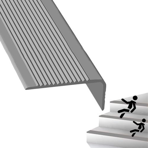 PVC Treppenkantenprofil Winkelprofil Kunststoff Antirutsch-Profil selbstklebend Kantenschutzprofil Anti Rutsch Treppe Treppenkanten-Schutzprofil , Breite 3 x 7 cm/1,18 x 2,75 Zoll(Color:Gray,Size:70in von Yofsza