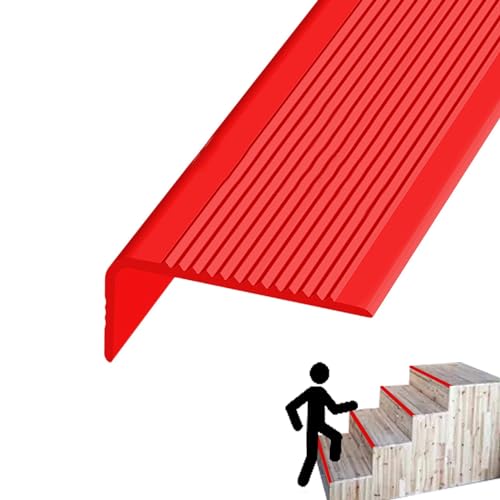 PVC Treppenkantenprofil Winkelprofil Kunststoff Antirutsch-Profil selbstklebend Kantenschutzprofil Anti Rutsch Treppe Treppenkanten-Schutzprofil , Breite 3 x 7 cm/1,18 x 2,75 Zoll(Color:Rosso,Size:60i von Yofsza