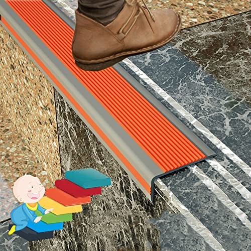 PVC Winkelprofil Kunststoff Treppenkantenprofil Kantenschutz Selbstklebend, Elastischer Kantenschutz - Eckenschutz, Vinyl Bodenleisten Für Treppen, Breite 2,5 X 5 Cm/0,98 X 1,96 Zoll ( Color : Orange von Yofsza