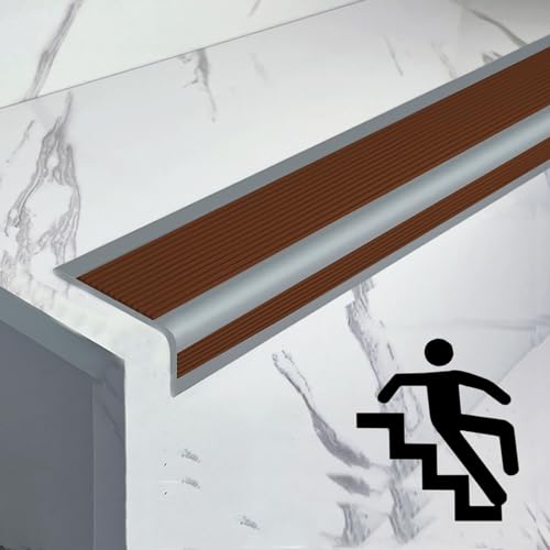 Treppen-Kantenprofil selbstklebend, Selbstklebend winkelprofil winkelleiste Kantenschutzprofil, Treppenkantenprofil PVC, Anti-Rutsch Treppenkante, Breite 2.5x5cm, Anti Rutsch Streifen Treppe ( Color : von Yofsza