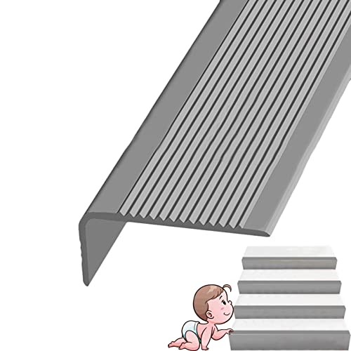 Treppenkantenprofil, Selbstklebend PVC Kunststoff Treppen-Kantenschutz Antirutsch-Profil Winkelprofil Selbstklebend Treppenkantenschutz, Breite: 3x7cm/ 0,1x0,23ft ( Color : Gray , Size : 75in/1.9m ) von Yofsza