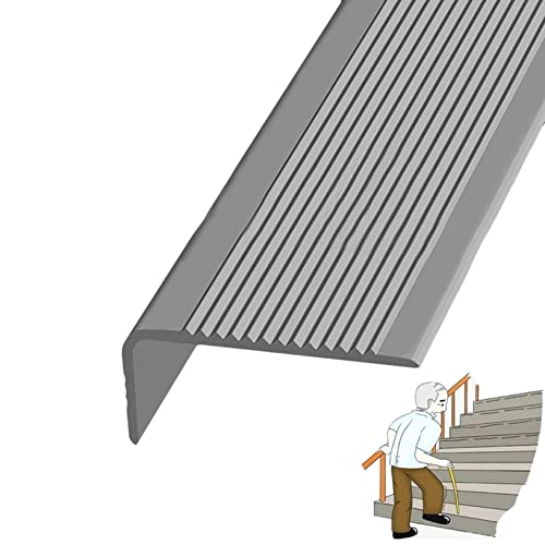 Treppenkantenprofil Selbstklebend Treppenwinkel Antirutsch-Profil Treppenkantenschutz PVC Kunststoff Antirutsch-Profil Treppenkante Winkelprofil, Breite 1,18X2,75 Zoll/3X7 Cm ( Color : Gris , Size : 5 von Yofsza