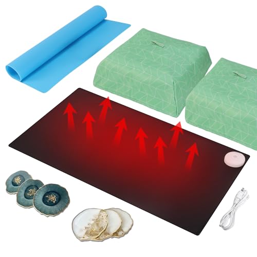 Große Harz Heizmatte, Yofuly schnelle Harz Aushärtung Maschine mit Timer und Deckel, Silikonmatte für perfekte Harz Ergebnisse, 4-Stunden-Auto-Shut-Off-Trocknung Pad für DIY Epoxidharz von Yofuly