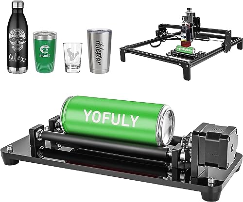 YOFULY Lasergravur Y Achse Rotationswalze, 360°Laser Rotationswalze, Graviermodul für zylindrische Objekte Dosen, für Lasergravierer CNC Lasergraviermaschinen, Laserschneider, 3D-Drucker von Yofuly