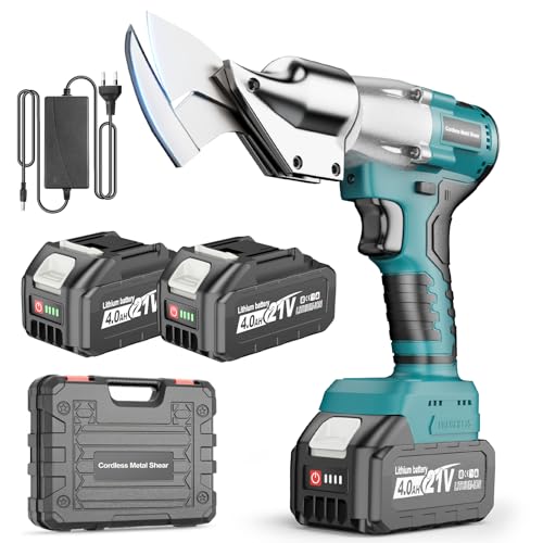 Yofuly Akku Blechschere Kompatibel mit Makita 18V Akku, 2 * 4000mAh Akkus Blechschere Elektrisch, 360° Drehbarer Kopf, Bürstenlose Elektro Metallschere Akku Schere für Bleche, PVC, Aluminium von Yofuly