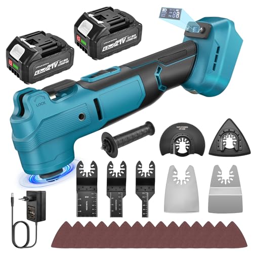 Yofuly Multifunktionswerkzeug für Makita 18V Akku - Multitool mit 2x 4.0Ah Akkus, Oszillationswerkzeug Akku Oszillierendes 6-Stufen + Automodus, Vibrationsarm Multifunktionstool Multimaster Yofuly Multifunktionswerkzeug für Makita 18V Akku - Multitool mit 2x 4.0Ah Akkus, Oszillationswerkzeug Akku Oszillierendes 6-Stufen + Automodus, Vibrationsarm Multifunktionstool Multimaster von Yofuly