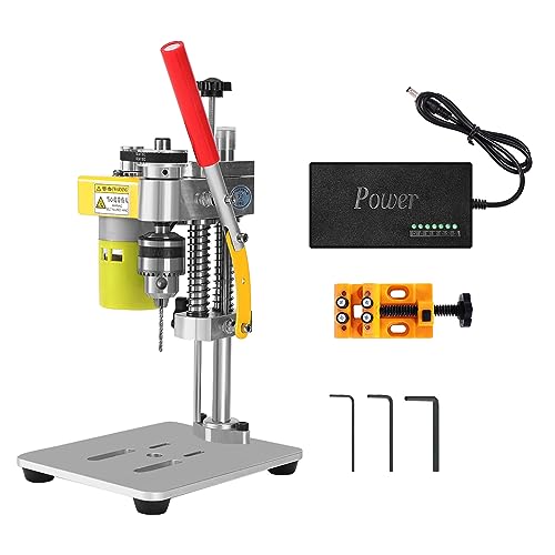 Yofuly Säulenbohrmaschine Mini-Bohrmaschine mit 7 Geschwindigkeiten, Mini Bank Tischbohrmaschine Drehzahlreglung Bankbohrmaschine für Holz, Metall und Kunststoff Electric Drill Press von Yofuly