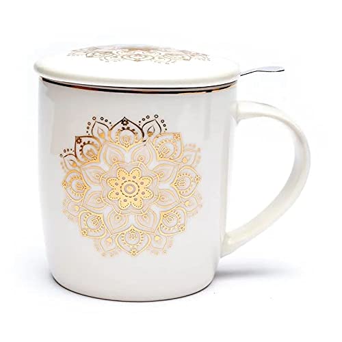 Set Teetasse Mandala weiß/gold von Yogabox