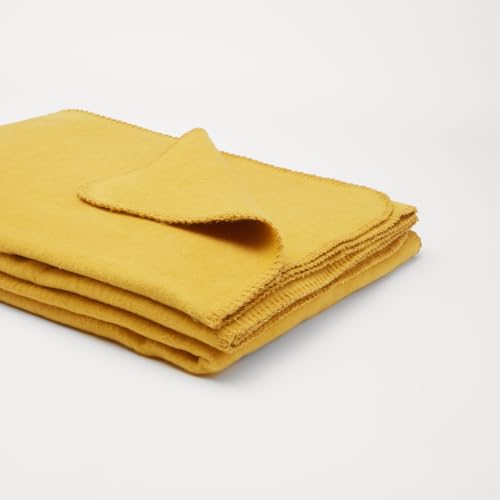 Yogabox Flauschige Kuscheldecke für Kinder 100x150 cm, Wolldecke einfarbig, Pflegeleichte Baumwolle, kuschelig weich und angenehm warm, honeygold von Yogabox