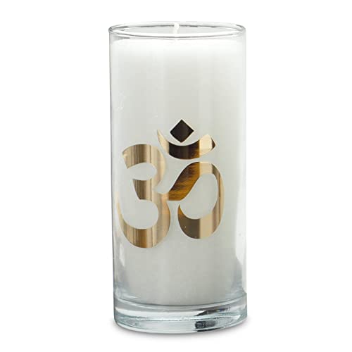 Yogabox MAGISCHE Kerze Weiß mit dem goldenen Etikett OM ca. 14 cm von Yogabox