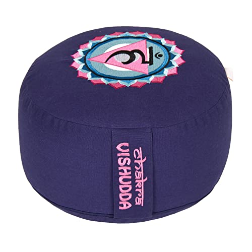 Yogabox Meditationskissen Glückssitz® Chakra, 5.Chakra Kehlkopf-Chakra (Vishudda) / blau von Yogabox