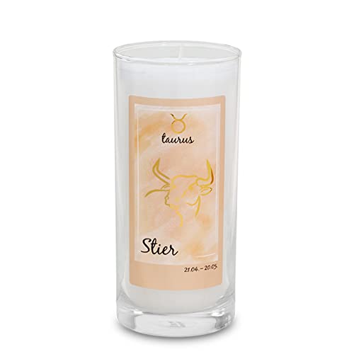 Yogabox Sternzeichen Kerze Stier ca. 14 cm - weiß von Yogabox