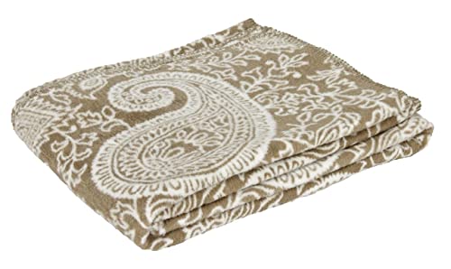 Yogabox Yogadecke Paisley KUSCHELDECKE 150 x 200 cm Made in Germany, hermelin/Natur von Yogabox