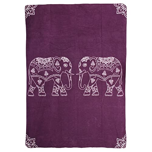 Yogabox Yogadecke Elefanten 150 x 200 cm - regional hergestellt, aubergine/Natur von Yogabox