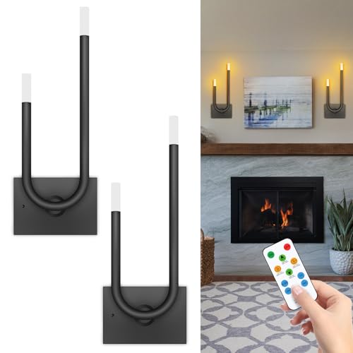 2er Set Led Wandleuchte Innen Dimmbar, Akku Wandlampe mit Fernbedienung, 5000mAh Batteriebetriebene Wandleuchte Led Kabellose Wandlampe Moderne Wandleuchte für Flur Wohnzimmer Treppengang von Yogaret