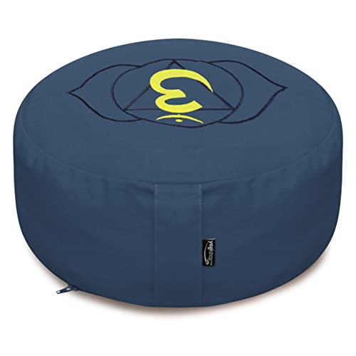 Yogishop Meditationskissen - Rund - Chakras - Organic Cotton - Ø 36Cm X 15Cm Dunkel Blau von Yogishop