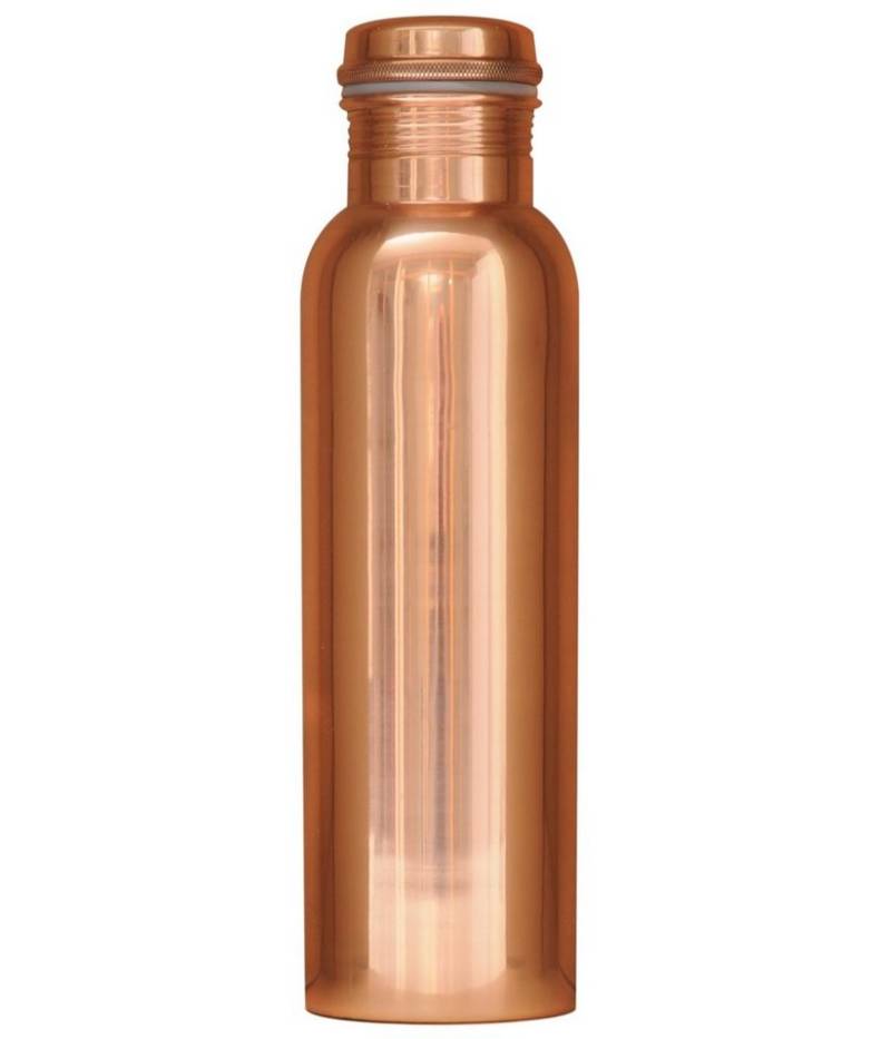 Yogishop Trinkflasche Kupferflasche glänzend, 0,9 l, Edle Wasserflasche aus Kupfer. von Yogishop