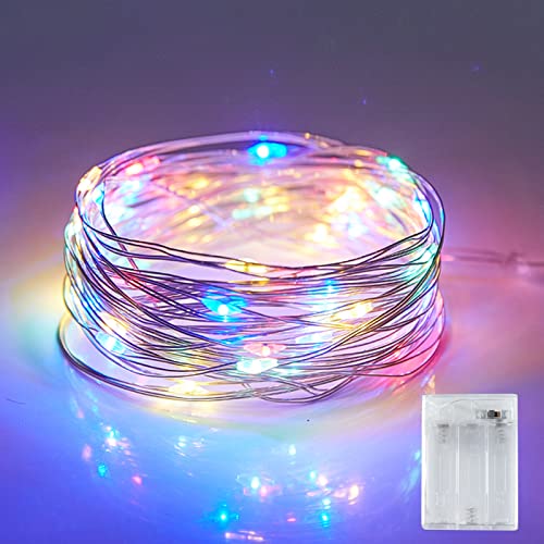 Yogle LED Lichterkette Batterie Bunt, 6M 60er Micro Lichterketten Akku 2 Modes, IP65 Wasserdicht DIY Drahtlichterkette Batteriebetrieb für Innen, DIY, Zimmer, Hochzeit, Weihnachten Beleuchtung Deko von Yogle