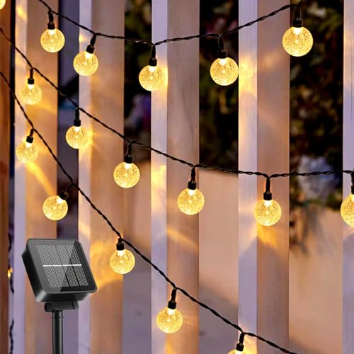 Yogle Solar Lichterkette Aussen, 6.5M 30 LED Lichterkette Solar Außen Timer mit 8 Modi, Wetterfest Kristall Kugeln Solarlichterkette Outdoor für Garten, Balkon, Terrasse, Bäume, Hochzeiten, Partys von Yogle