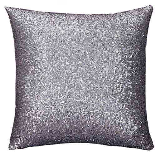 yohope Home Decor Farbe Glitter Pailletten Überwurf Kissen Schutzhülle Sofa Square Kissen 40 cm * 40 cm grau von Yohope