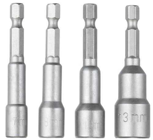 YoiYee 7 mm/8 mm/10 mm/13 mm Sechskant-Steckschlüssel-Set mit magnetischem Schnellwechselschaft, Chrom-Vanadium-Stahl, 42 mm Länge, sandgestrahlte Oberfläche, 4 Stück YoiYee 7 mm/8 mm/10 mm/13 mm Sechskant-Steckschlüssel-Set mit magnetischem Schnellwechselschaft, Chrom-Vanadium-Stahl, 42 mm Länge, sandgestrahlte Oberfläche, 4 Stück von YoiYee