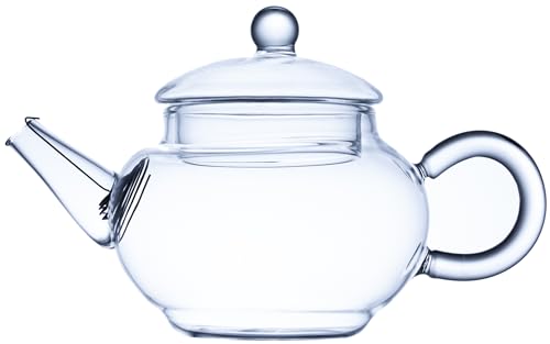 YoiYee Glas-Teekanne, hitzebeständig, klares Glas, Mini-Teekanne mit Feder-Ei und Sieb zum Aufbrühen von losen Blättern, 250 ml von YoiYee