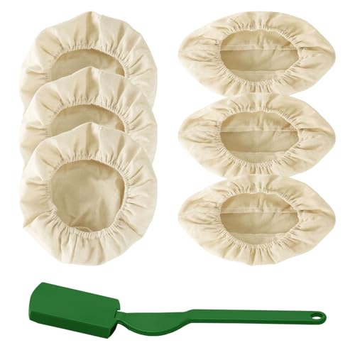 6 Stück Leinentuch Für Gärkorb, Gärkorb zum Brotbacken, Runde und Ovale, Gärkörbchen Set für Hobbybäcker und Sauerteig Brot Liebhaber,Linen Cloth for Proofing Basket von Yoicn Lth