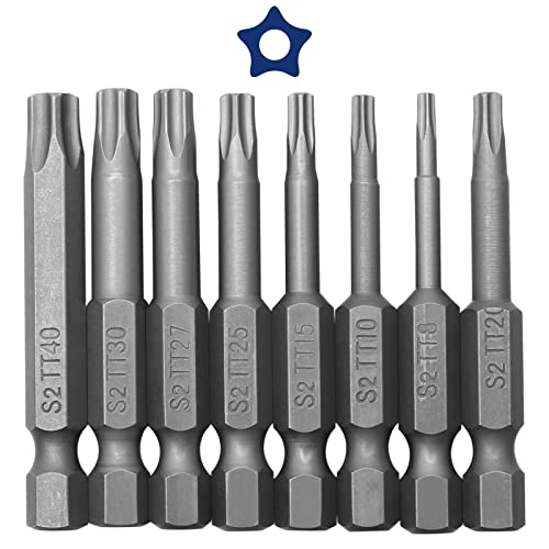 8 Stück 5 Punkt Torx Schraubendreher Bits Set, Magnetischer Torx Sicherheitskopf 1/4 Zoll Driver Bit Set, T8 T10 T15 T20 T25 T27 T30 T40, S2 8 Stück 5 Punkt Torx Schraubendreher Bits Set, Magnetischer Torx Sicherheitskopf 1/4 Zoll Driver Bit Set, T8 T10 T15 T20 T25 T27 T30 T40, S2 von Yoicn Lth