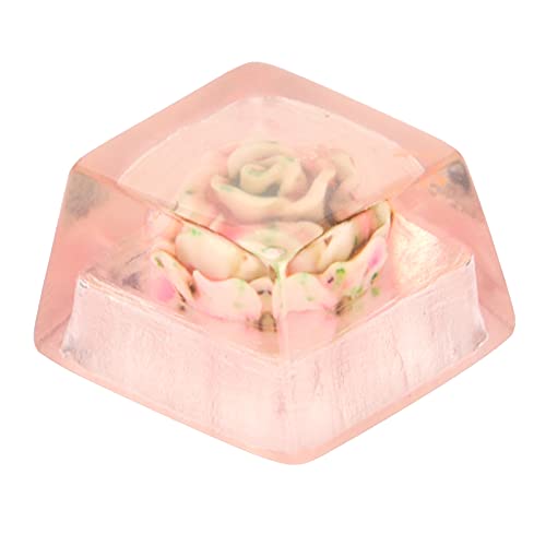 Yoidesu Resin Keycap, Artisan Keycap Handgefertigte Korrosionsbeständige Mechanische Universaltastaturzubehör(Pinke Rose) von Yoidesu